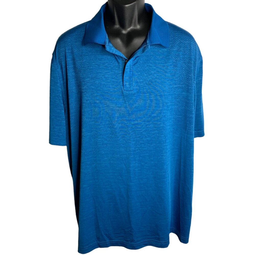 Duluth Trading Athletic Polo Shirt XL Blue Quarter Zipper Short Sleeve Vented